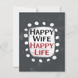 Happy Wife Happy Life Wenskaart Kaart