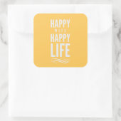Happy Wife Happy Life Yellow Vierkante Sticker (Tas)