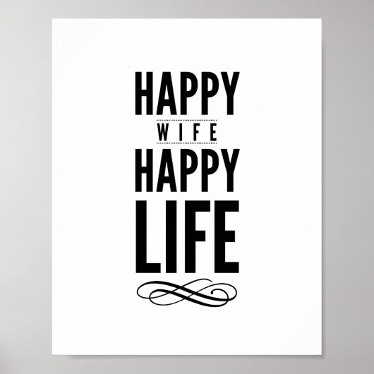 Happy Wife Typographic Quote Print in White (Voorkant)