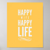 Happy Wife Typographic Quote Print in Yellow (Voorkant)