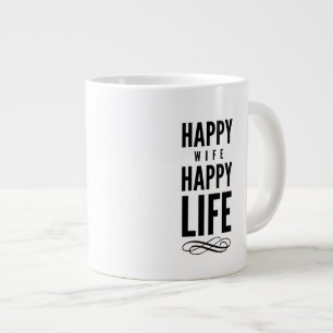Happy Wife Wise Words Quote White Grote Koffiekop