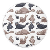 Happy Wild Seals Pattern Keramische Knop (Voorkant)