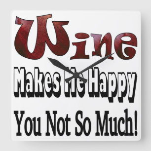 Happy Wine Clock Vierkante Klok