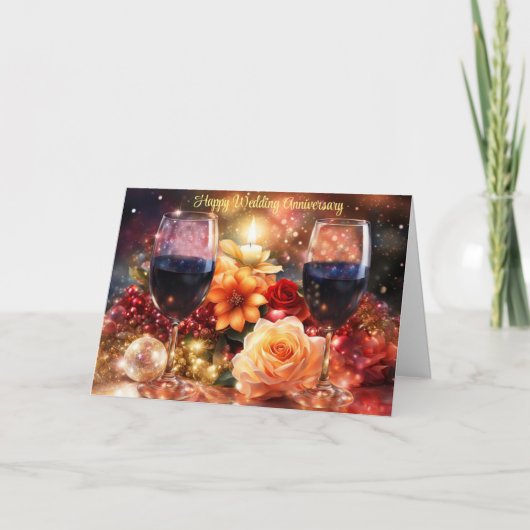 Happy Wine Wedding Jubileum Mooie Kaart (Voorkant)