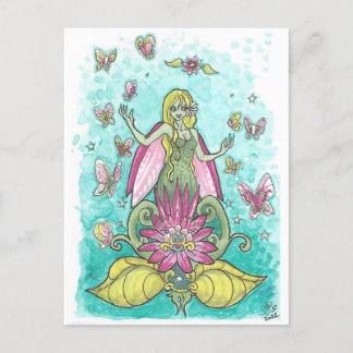 Happy Wings Fairy + Butterflies Fantasy Art Print Briefkaart