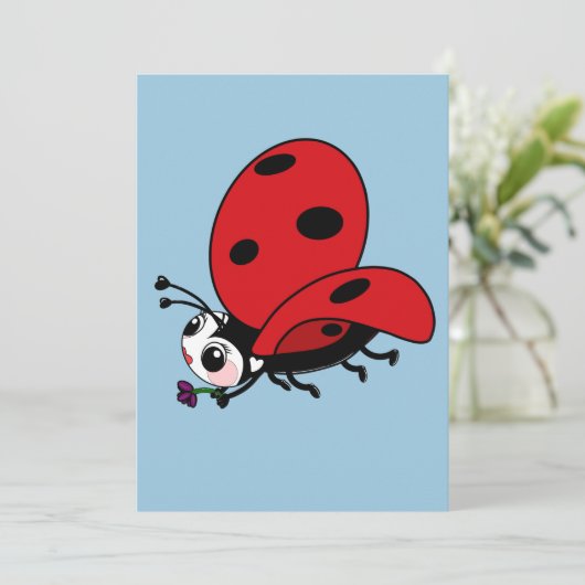 Happy Wings Ladybug Kaart (Staand voorkant)