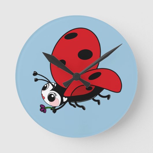 Happy Wings Ladybug Ronde Klok (Voorkant)
