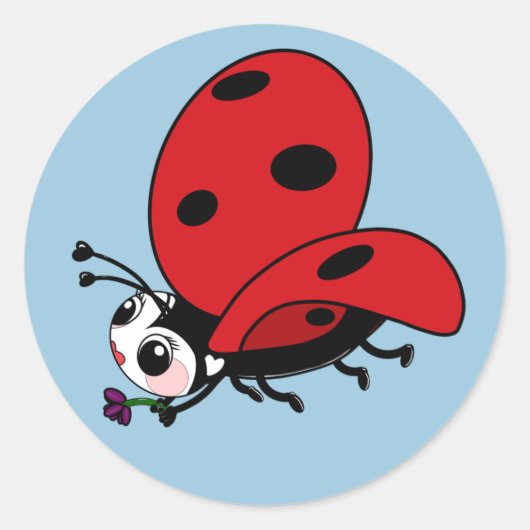 Happy Wings Ladybug Ronde Sticker (Voorkant)