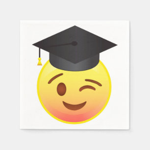 Happy Winking Emoji Face Graduation Party Napkins Servetten