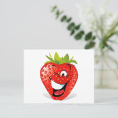 Happy Winking Strawberry Face Briefkaart (Staand voorkant)