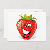 Happy Winking Strawberry Face Briefkaart (Voorkant / Achterkant)