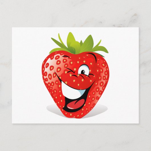 Happy Winking Strawberry Face Briefkaart (Voorkant)