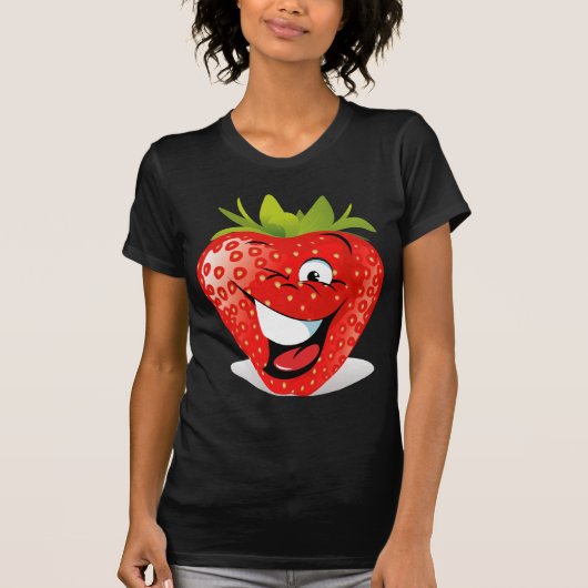 Happy Winking Strawberry Face T-shirt (Voorkant)