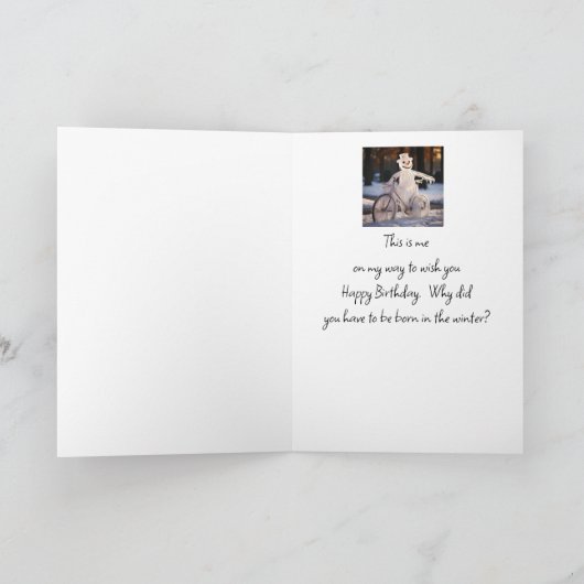 Happy Winter Birthday Humor Funny Snowman Kaart (Binnen)