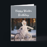 Happy Winter Birthday Humor Funny Snowman Kaart<br><div class="desc">Happy Winter Birthday Humor Funny Frozen Snowman</div>