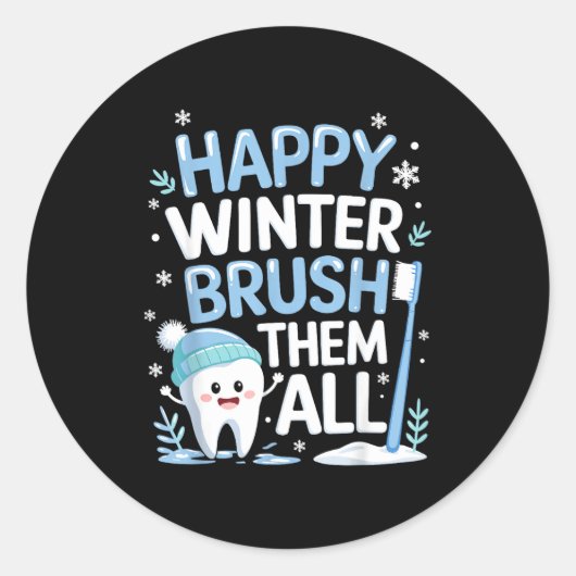 Happy Winter Bruhem All Teeth Dental Dentist Chris Ronde Sticker (Voorkant)