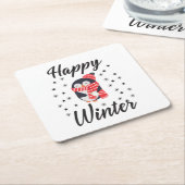 Happy Winter, Cute Penguin Kartonnen Onderzetters (Schuin)