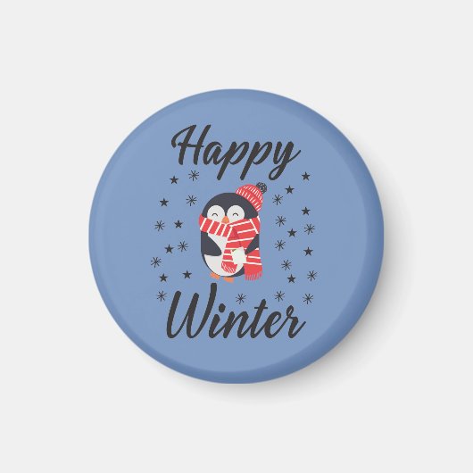 Happy Winter, Cute Penguin Magneet (Voorkant)