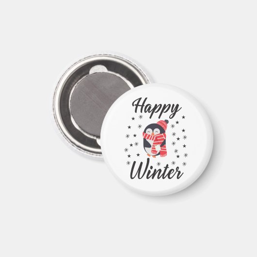 Happy Winter, Cute Penguin Magneet (Voorkant / Achterkant)