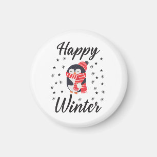Happy Winter, Cute Penguin Magneet