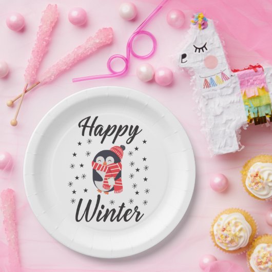 Happy Winter, Cute Penguin Papieren Bordje (Feest)