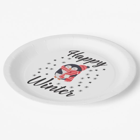 Happy Winter, Cute Penguin Papieren Bordje (Gekanteld)