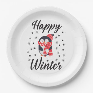 Happy Winter, Cute Penguin Papieren Bordje