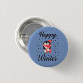 Happy Winter, Cute Penguin Ronde Button 3,2 Cm (Voorkant /achterkant)
