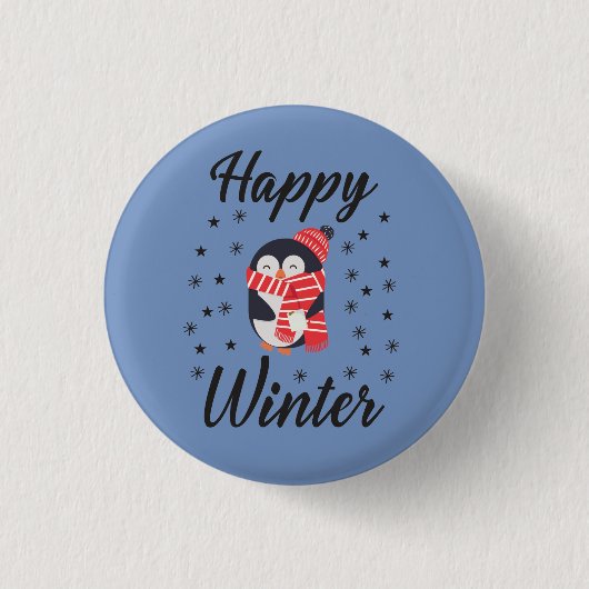 Happy Winter, Cute Penguin Ronde Button 3,2 Cm (Voorkant)