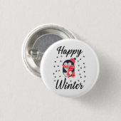 Happy Winter, Cute Penguin Ronde Button 3,2 Cm (Voorkant /achterkant)