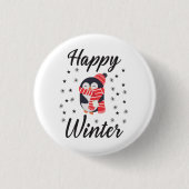 Happy Winter, Cute Penguin Ronde Button 3,2 Cm (Voorkant)