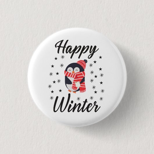 Happy Winter, Cute Penguin Ronde Button 3,2 Cm (Voorkant)