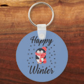 Happy Winter, Cute Penguin Sleutelhanger (Voorkant)