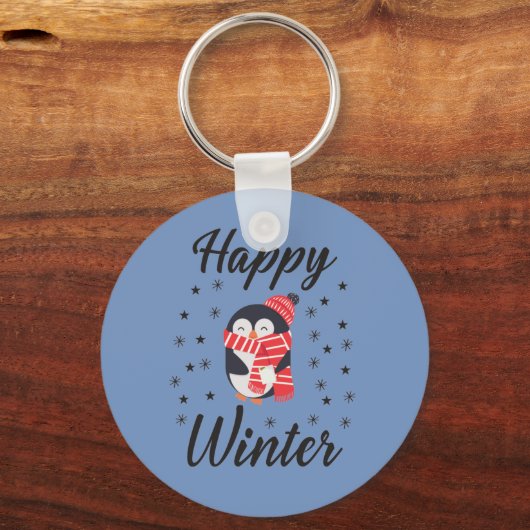 Happy Winter, Cute Penguin Sleutelhanger (Voorkant)