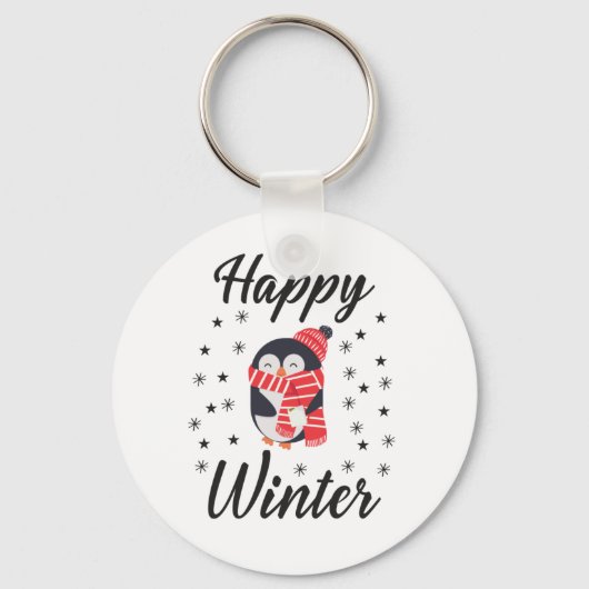Happy Winter, Cute Penguin Sleutelhanger (Voorkant)