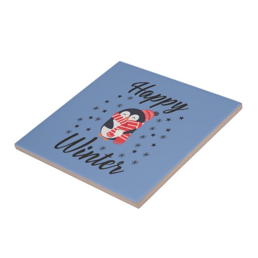 Happy Winter, Cute Penguin Tegeltje (Zijkant)