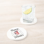 Happy Winter, Cute Penguin Zandsteen Onderzetter (Zijkant)