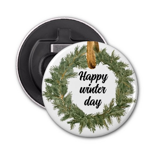 Happy Winter Day Button Flesopener (Voorkant)