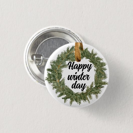 Happy Winter Day Ronde Button 3,2 Cm (Voorkant /achterkant)