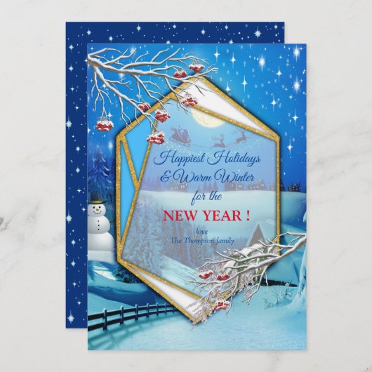 Happy Winter Feestdagen Kaart (Voorkant / Achterkant)