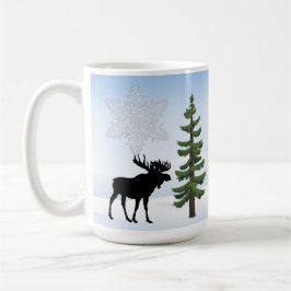 Happy Winter Feestdagen Moose en Snowflake Koffiemok
