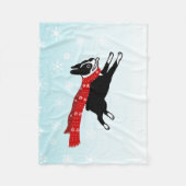 Happy Winter Fun Boston Terrier met rode sjaal Fleece Deken (Voorkant)