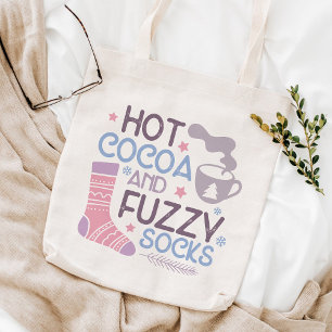 Happy Winter Hete Cacao en Fuzzy Sokken Tote Bag