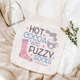 Happy Winter Hete Cacao en Fuzzy Sokken Tote Bag