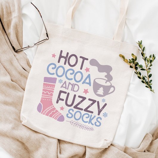 Happy Winter Hete Cacao en Fuzzy Sokken Tote Bag