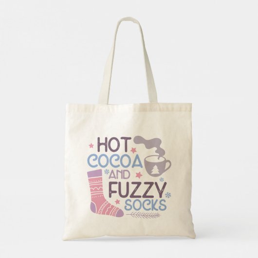 Happy Winter Hete Cacao en Fuzzy Sokken Tote Bag (Achterkant)