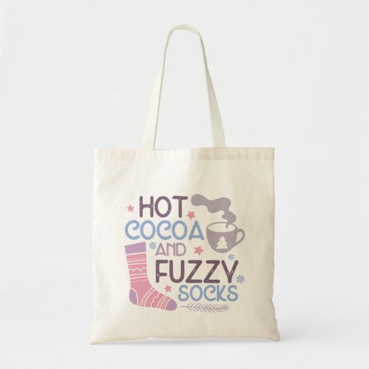 Happy Winter Hete Cacao en Fuzzy Sokken Tote Bag (Voorkant)