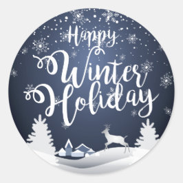 Happy Winter Holiday Kerstmis en Nieuw Jaar Ronde Sticker