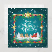 Happy Winter Holiday met Santa Kaart (Voorkant / Achterkant)