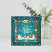 Happy Winter Holiday met Santa Kaart (Staand voorkant)